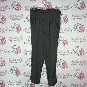 Roxy pants linen light weight braided pockets metal emblem comfy soft hippie